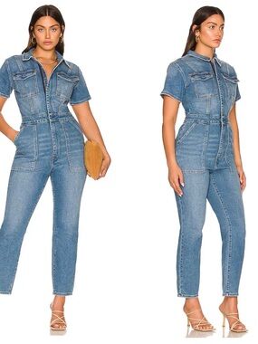 Good American Fit For Success Petite Bootcut Denim Jumpsuit M NWT
